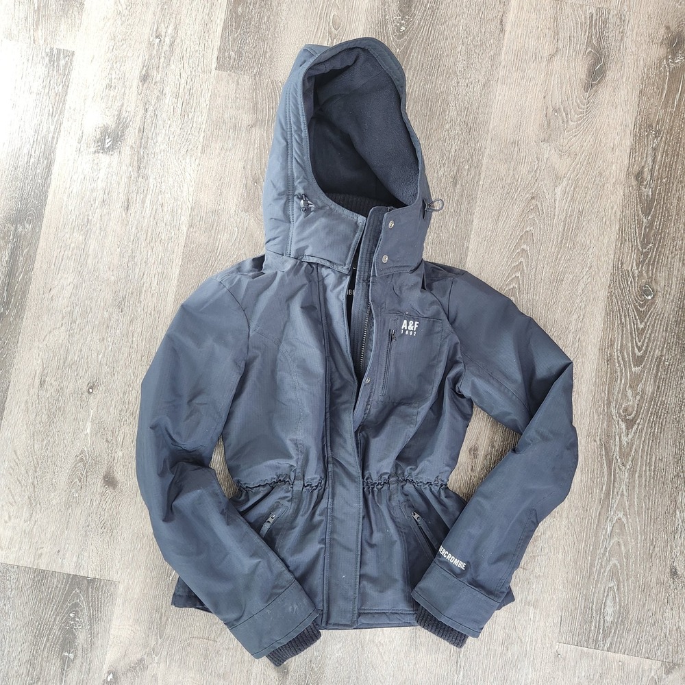 Abercrombie Kids Girls Black All-Season Weather Warrior Hooded Jacket Size M